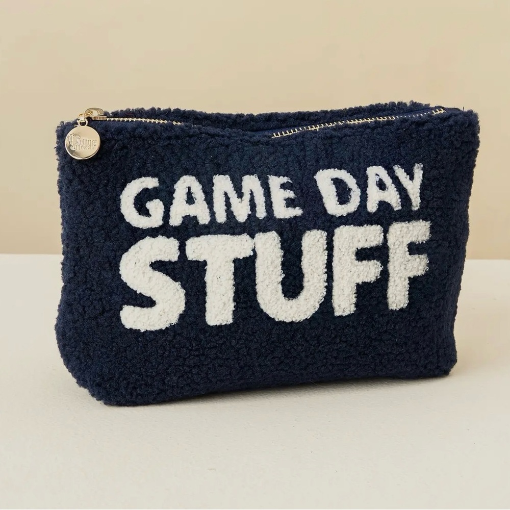 Navy Blue Teddy Game Day Pouch, NWT